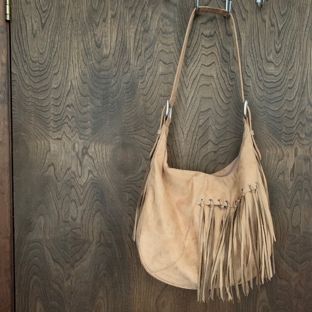 Slouchy fringe shoulder bag